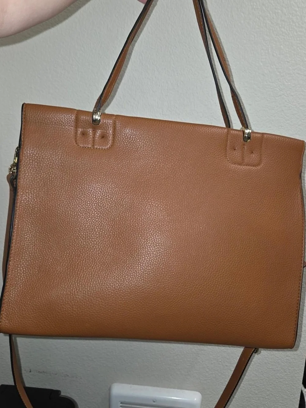 Steve Madden Cognac Brown Satchel Tote with Gold Accents